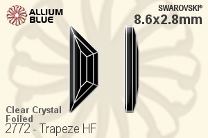 スワロフスキー Trapeze ラインストーン ホットフィックス (2772) 8.6x2.8mm - クリスタル 裏面アルミニウムフォイル