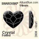 スワロフスキー Heart ラインストーン (2808) 10mm - クリスタル 裏面プラチナフォイル