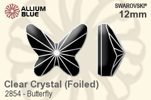 Swarovski Butterfly Flat Back No-Hotfix (2854) 12mm - Clear Crystal With Platinum Foiling