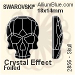 スワロフスキー Skull ラインストーン (2856) 18x14mm - カラー（ハーフ　コーティング） 裏面にホイル無し