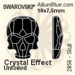 施华洛世奇 Skull 平底石 (2856) 14x10.5mm - 白色（半涂层） 白金水银底