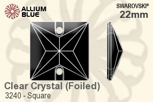 Swarovski Square Sew-on Stone (3240) 22mm - Clear Crystal With Platinum Foiling