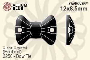 スワロフスキー Bow Tie ソーオンストーン (3258) 12x8.5mm - クリスタル 裏面プラチナフォイル