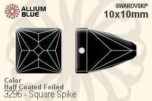 スワロフスキー Square Spike ソーオンストーン (3296) 10x10mm - カラー（ハーフ　コーティング） 裏面プラチナフォイル