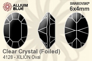 Swarovski XILION Oval Fancy Stone (4128) 6x4mm - Clear Crystal With Platinum Foiling