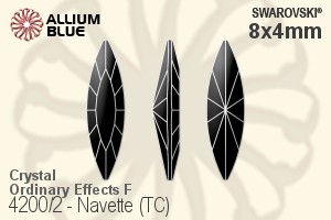 施华洛世奇 Navette (TC) 花式石 (4200/2) 8x4mm - Crystal (Ordinary Effects) With Green Gold Foiling