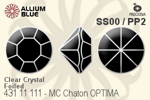 Preciosa MC Chaton OPTIMA (431 11 111) SS00 / PP2 - Clear Crystal With Golden Foiling