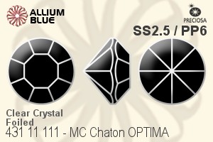Preciosa MC Chaton OPTIMA (431 11 111) SS2.5 / PP6 - Clear Crystal With Golden Foiling