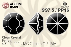 宝仕奥莎 机切尖底石 OPTIMA (431 11 111) SS7.5 / PP16 - 透明白色 金箔底