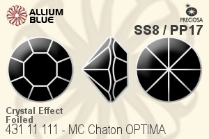 宝仕奥莎 机切尖底石 OPTIMA (431 11 111) SS8 / PP17 - 白色（镀膜） 银箔底