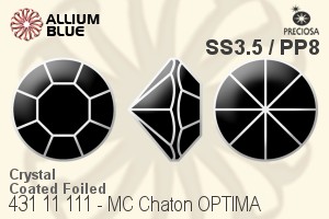 Preciosa MC Chaton OPTIMA (431 11 111) SS3.5 / PP8 - Crystal Effect With Golden Foiling