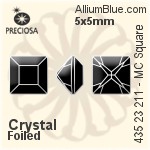施华洛世奇 Princess 正方形 花式石 (4447) 10mm - 透明白色 白金水银底