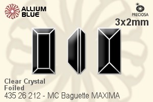 Preciosa MC Baguette MAXIMA Fancy Stone (435 26 212) 3x2mm - Clear Crystal With Dura™ Foiling