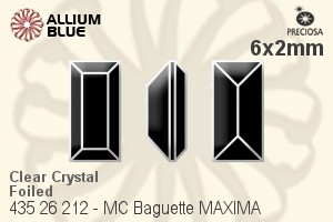 PRECIOSA Baguette MXM 6x2 crystal DF