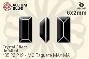 Preciosa MC Baguette MAXIMA Fancy Stone (435 26 212) 6x2mm - Crystal Effect Unfoiled