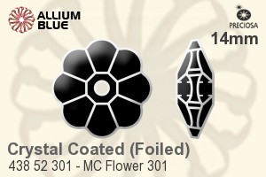 Preciosa プレシオサ MC マシーンカットFlower 301 ソーオンストーン (438 52 301) 14mm - クリスタル エフェクト 裏面シルバーフォイル