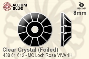 Preciosa MC Loch Rose VIVA 1H Sew-on Stone (438 61 612) 8mm - Clear Crystal With Silver Foiling