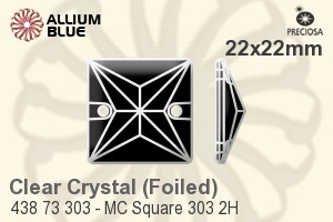 Preciosa MC Square 303 2H Sew-on Stone (438 73 303) 22x22mm - Clear Crystal With Silver Foiling