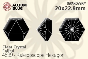 Swarovski Kaleidoscope Hexagon Fancy Stone (4699) 20x22.9mm - Clear Crystal With Platinum Foiling