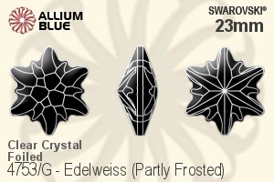 Swarovski Edelweiss (Partly Frosted) Fancy Stone (4753/G) 23mm - Clear Crystal With Platinum Foiling