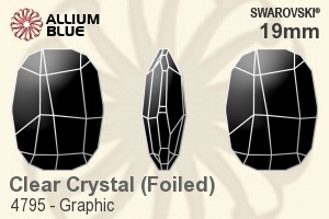 Swarovski Graphic Fancy Stone (4795) 19mm - Clear Crystal With Platinum Foiling