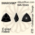 スワロフスキー Kaleidoscope Triangle ファンシーストーン (4799) 6x6.1mm - クリスタル エフェクト 裏面にホイル無し