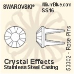 スワロフスキー Rose Pin (53302), ステンレススチールケーシング, SS16ストーン付き - カラーエフェクト