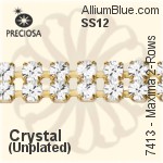 Preciosa Round Maxima 3-Rows Cupchain (7413 7175), Unplated Raw Brass, With Stones in PP24 - Clear Crystal