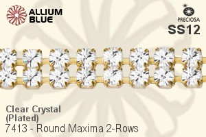 Preciosa Round Maxima 2-Rows Cupchain (7413 7174), Plated, With Stones in PP24 - Clear Crystal