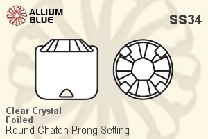 Premium Crystal Round Chaton in Prong Setting SS34 - Clear Crystal With Foiling