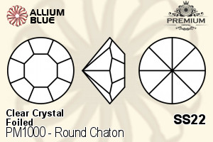 PREMIUM Round Chaton (PM1000) SS22 - Clear Crystal With Foiling