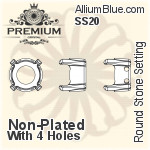 PREMIUM Round Stone Setting (PM1100/S), With Sew-on Holes, SS20 (4.6 - 4.8mm), Plated Brass
