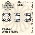 PREMIUM Round Stone Crown Setting (PM1103/S), With Sew-on Holes, SS12, Unplated Brass