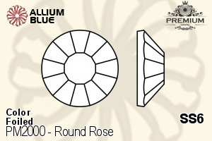 PREMIUM CRYSTAL Round Rose Flat Back SS6 Jonquil F