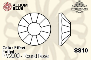 PREMIUM CRYSTAL Round Rose Flat Back SS10 Jet AB F