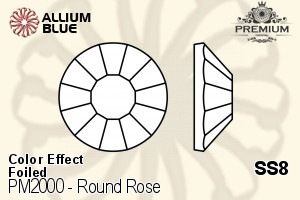 PREMIUM CRYSTAL Round Rose Flat Back SS8 Aqua AB F
