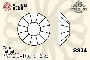 PREMIUM CRYSTAL Round Rose Flat Back SS34 Light Colorado Topaz F