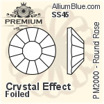 PREMIUM Round Rose Flat Back (PM2000) SS45 - Crystal Effect With Foiling