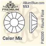 PREMIUM Round Rose Flat Back (PM2000) Mixed Sizes - Crystal Effect With Foiling