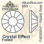 プレミアム ラウンド Rose Hot-Fix Flat Back (PM2000HF) SS3 - クリスタル エフェクト 裏面フォイル