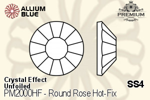 PREMIUM Round Rose Hot-Fix Flat Back (PM2000HF) SS4 - Crystal Effect Unfoiled