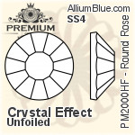 PREMIUM Round Rose Hot-Fix Flat Back (PM2000HF) SS4 - Crystal Effect Unfoiled