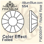 PREMIUM Round Rose Hot-Fix Flat Back (PM2000HF) SS4 - Color Effect With Foiling