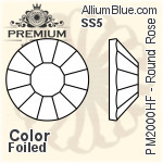 PREMIUM Round Rose Hot-Fix Flat Back (PM2000HF) SS5 - Color With Foiling