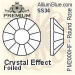 PREMIUM Round Rose Hot-Fix Flat Back (PM2000HF) SS34 - Crystal Effect With Foiling