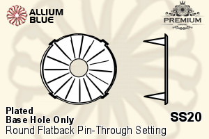 PREMIUM Round Flatback Pin-Through Setting (PM2001/S), Pin Through, SS20 (4.8mm), Plated Brass