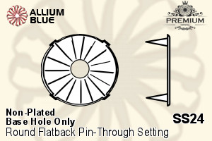 PREMIUM Round Flatback Pin-Through Setting (PM2001/S), Pin Through, SS24 (5.4mm), Unplated Brass