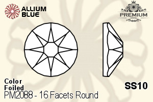 PREMIUM CRYSTAL 16 Facets Round Flat Back SS10 Topaz F