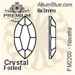 PREMIUM Navette Flat Back (PM2201) 6x3mm - Clear Crystal With Foiling