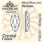 PREMIUM Navette Flat Back (PM2200) 8x4mm - Clear Crystal With Foiling